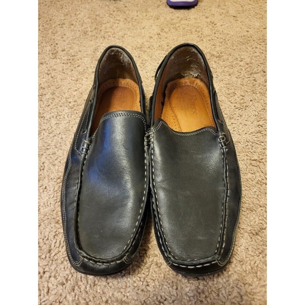 Bass Hank Black Leather Slip On Driving Loafers Shoes Size 11.5 M